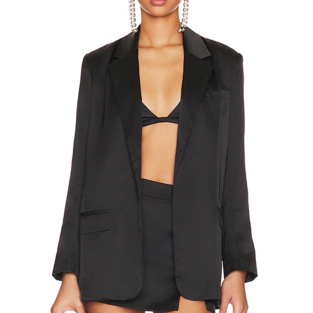 Steve Madden Black Satin Blazer Jacket